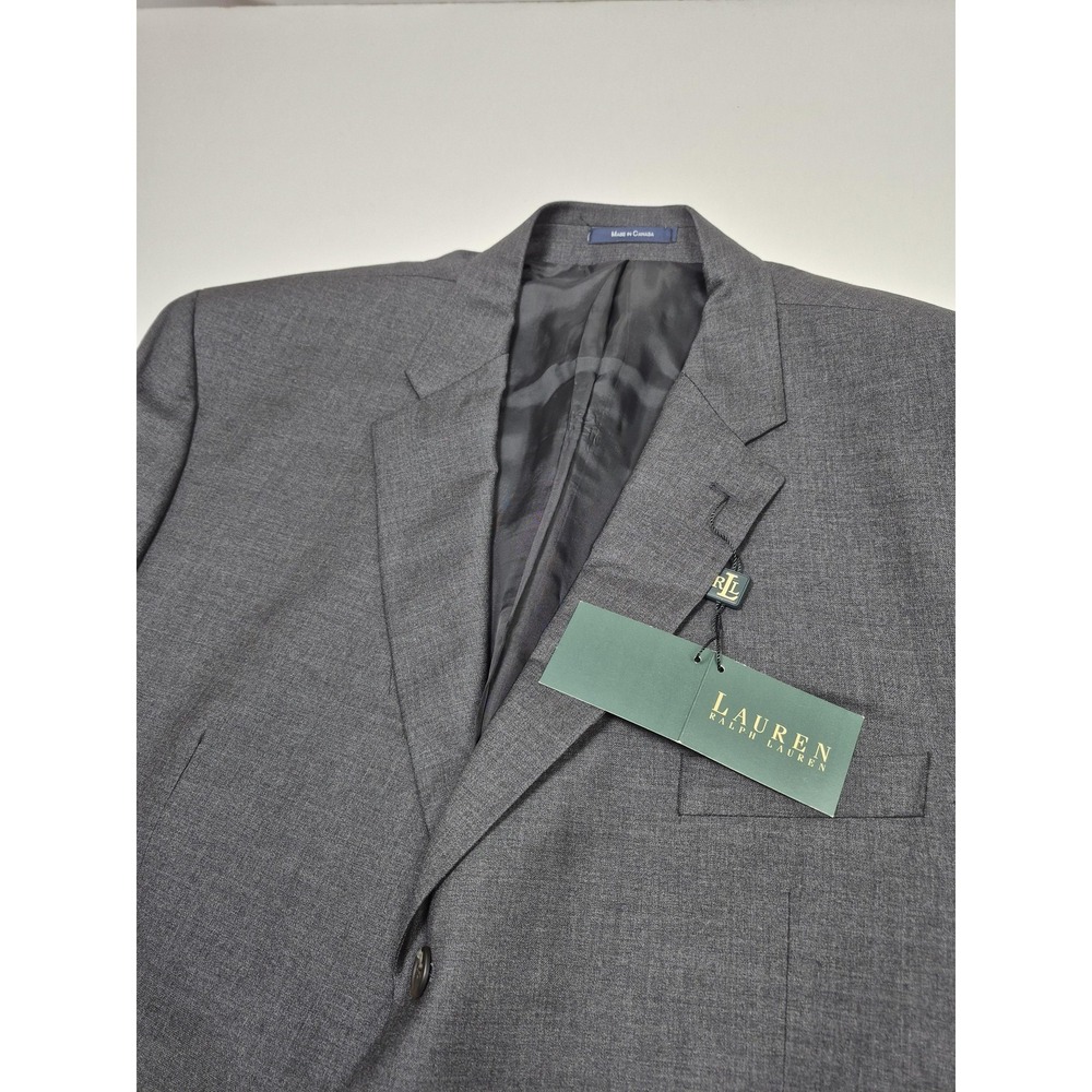 VTG Lauren Ralph Lauren Suit Mens 54 Gray Super 120s Wool Cashmere 2 Piece 50x36 - Picture 3 of 16